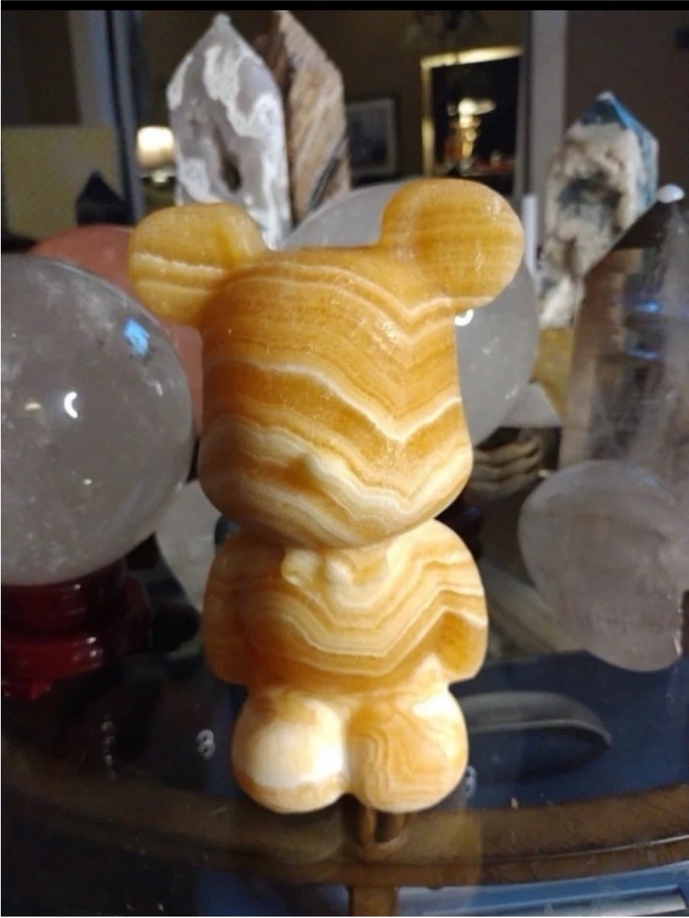 Honey calcite Bear Carving
